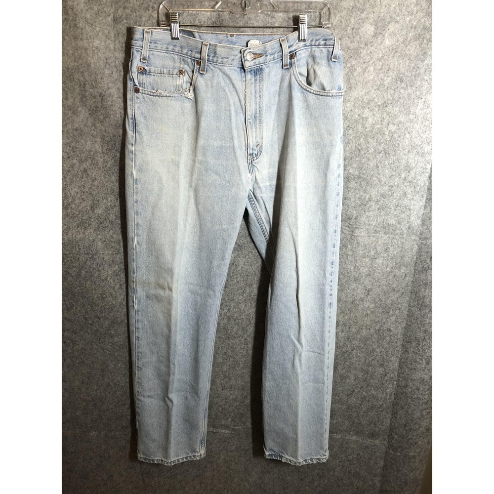 Levis 505 Jeans Mens‎ 36x30 Light Wash Regular Fit Straight Leg Denim 00505-4834